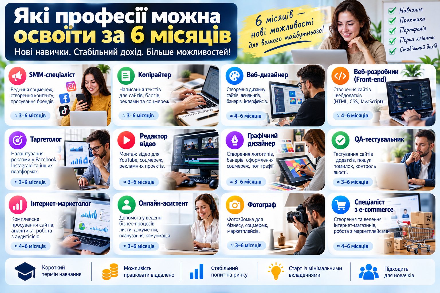 Які професії без проблем можна освоїти за 6 місяців