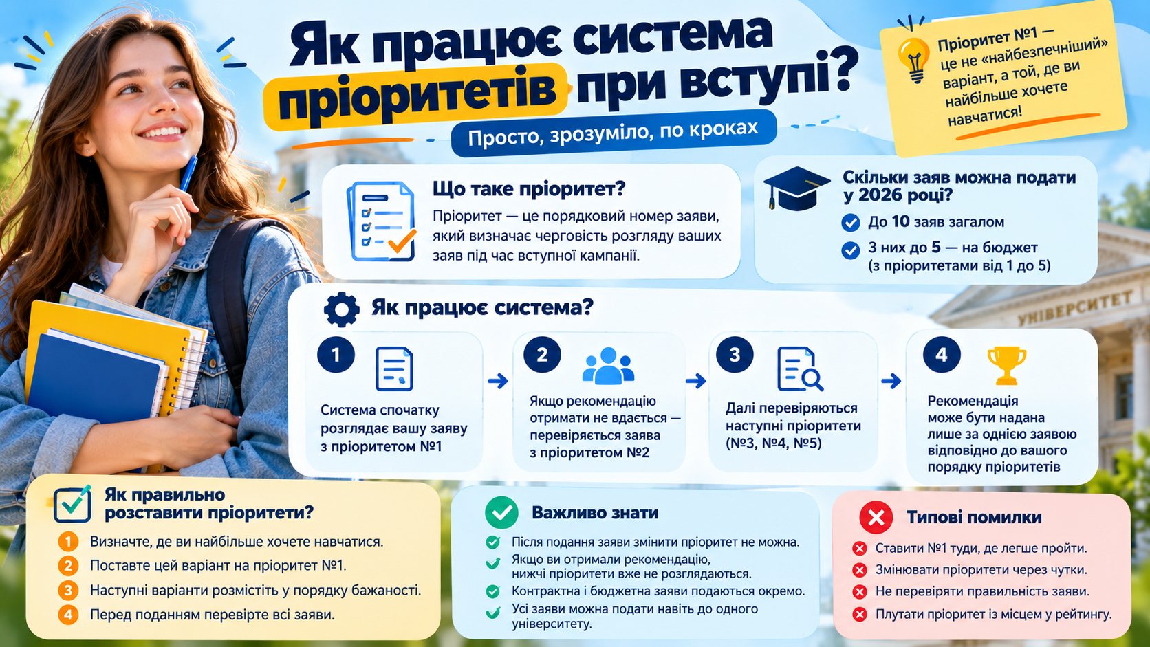 Як працює система пріоритетів при вступі. Як не наробити помилок і не пролетіти при виборі