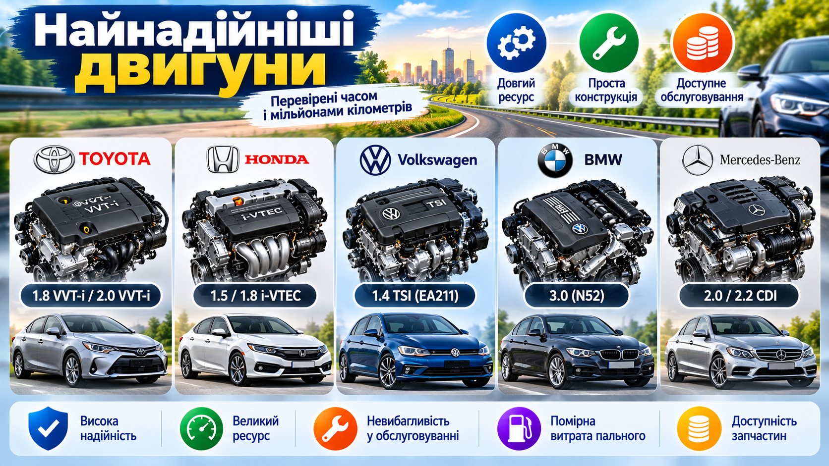 Найнадійніші двигуни: на які мотори варто звернути увагу на вторинному ринку