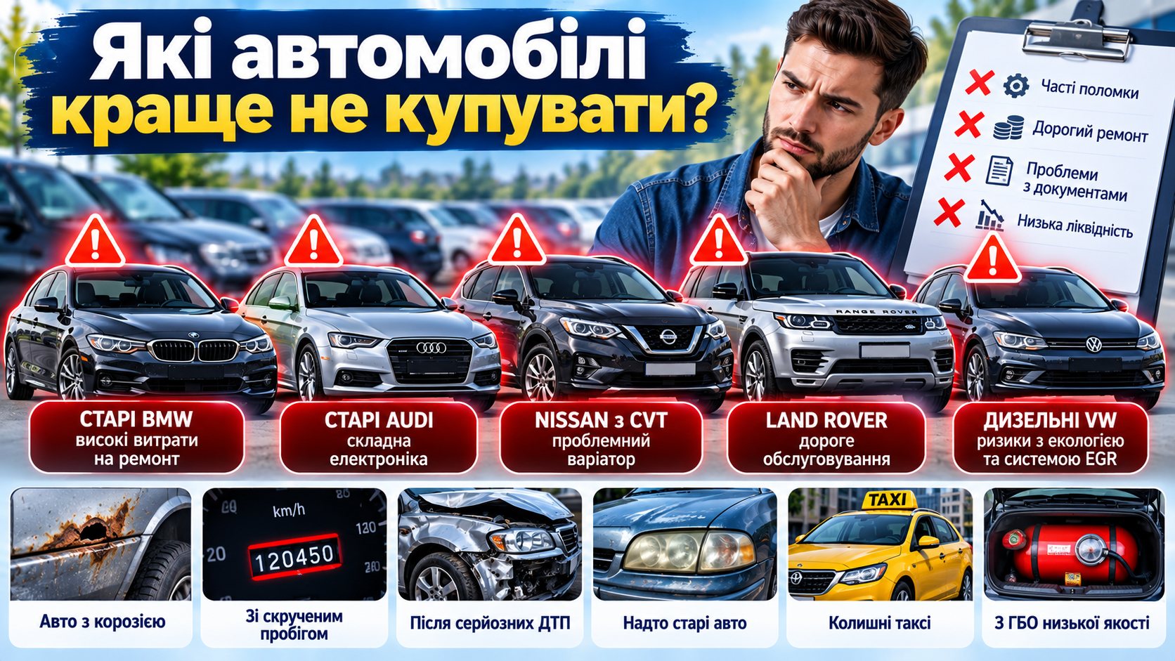 Які автомобілі краще не купувати або як вберегти себе від покупки неліквіду